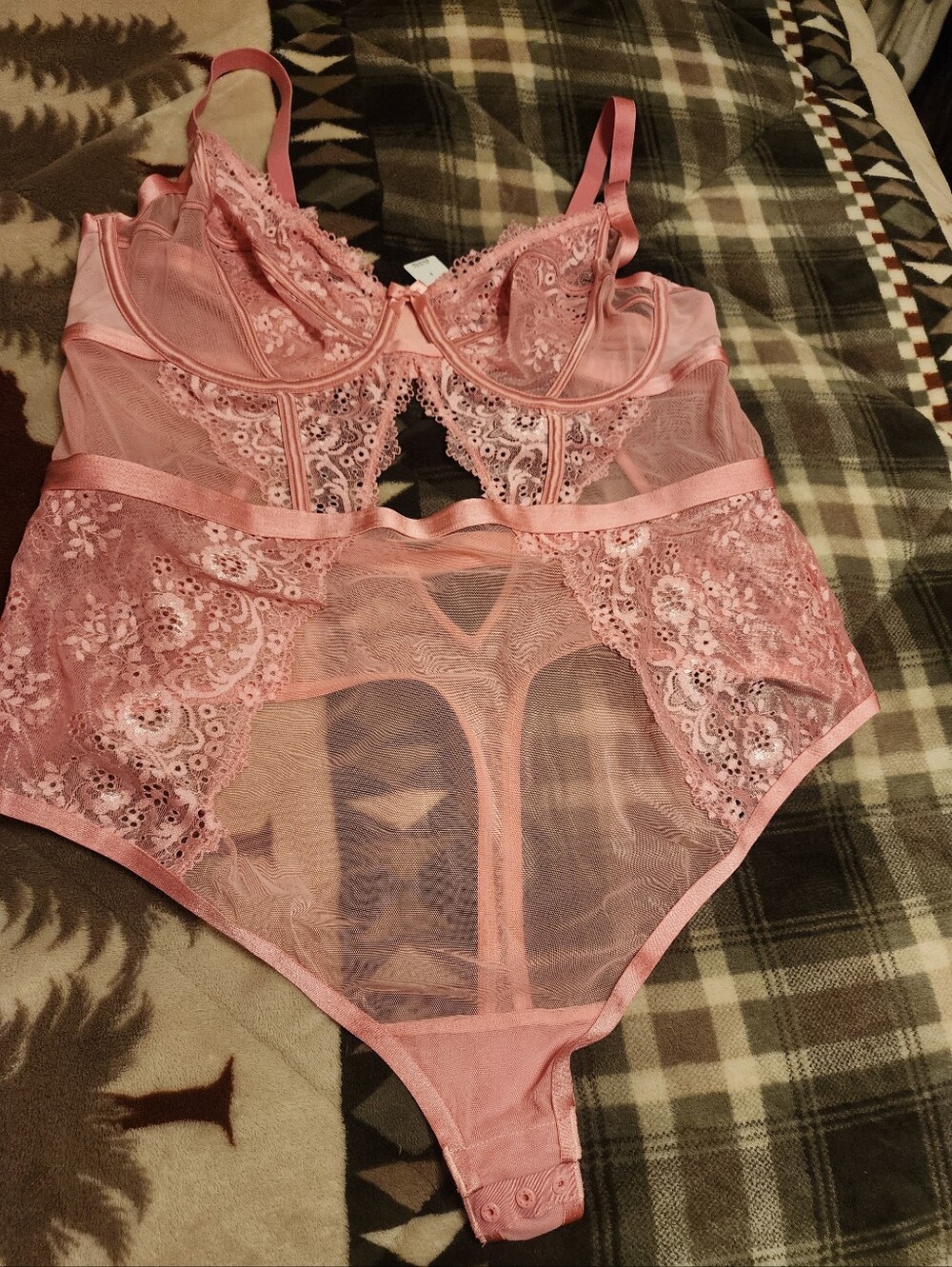 torrid Sheer Pink Lace Underwire Teddy Bodysuit
